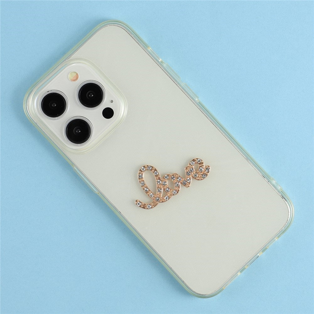Love Sticker for Mobile - Rhinestones - Gold