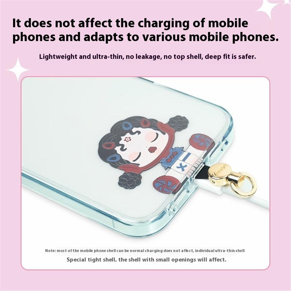 Insert Plate for Mobile Strap - Cartoon Design - White Cat