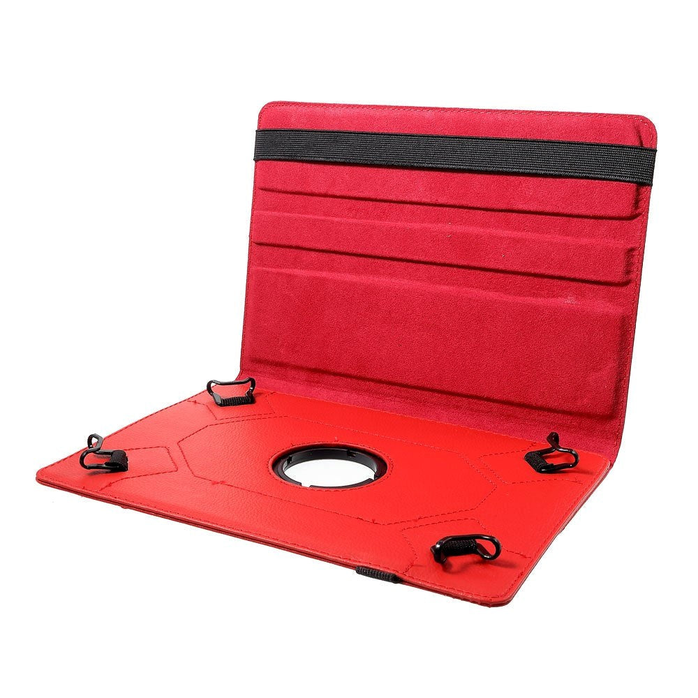 Universal Leather Case w. 360 Degree Stand 9-10.5" Red