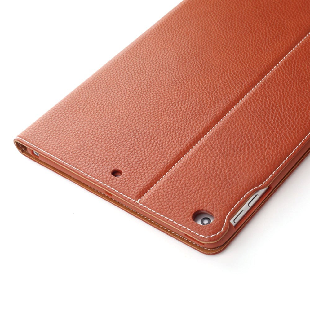 iPad (2018) / iPad (2017) Case - GEBEI Silkworm Series Exclusive Leather Case with Stand Function Brown