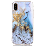 iPhone X / Xs Case Gold & Blue Marble Print