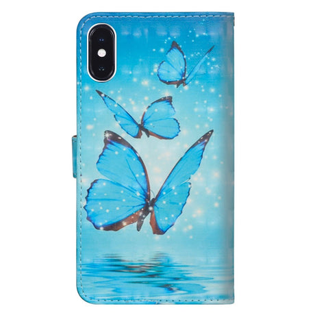 EIDERWOOD iPhone XR Leather Case with Wallet and Strap - Blue Butterfly