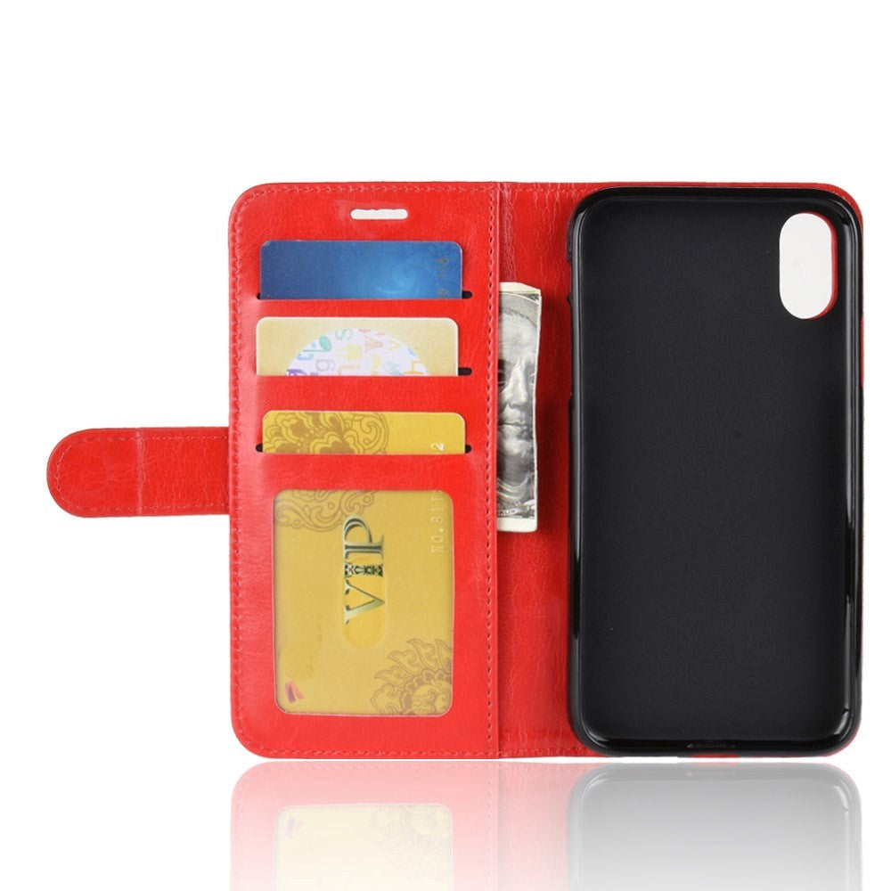 iPhone XR Sleek Leather Wallet Case - Red