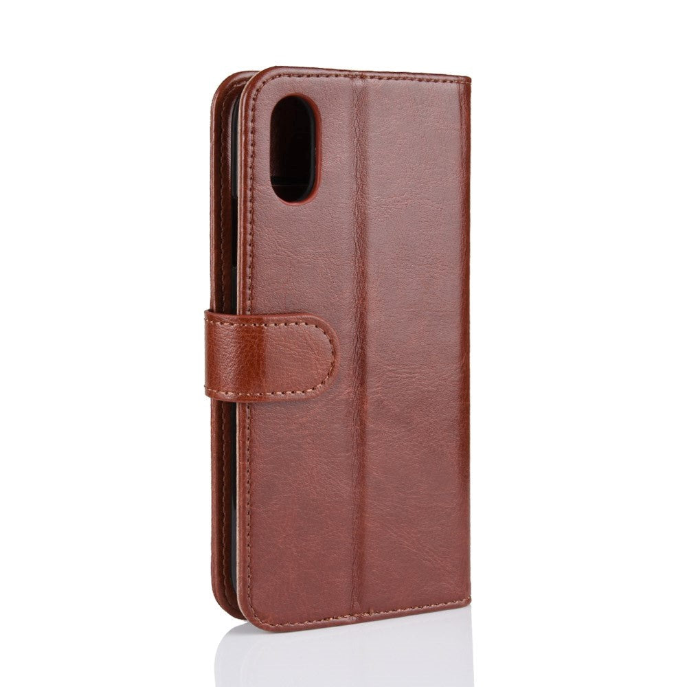 iPhone XR Sleek Leather Wallet Case - Brown