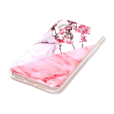 iPhone XR TPU Case Pink Marble And Flowers