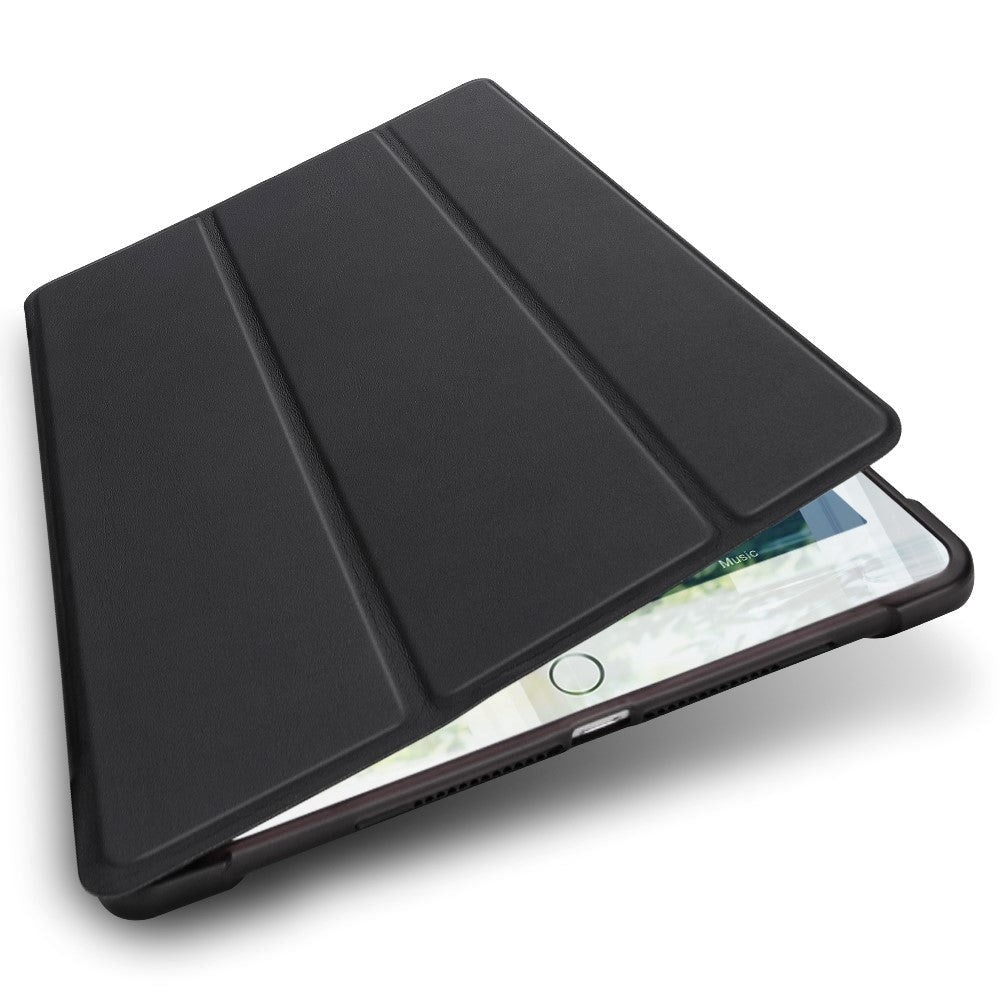 iPad 9.7 (2018-2017) / iPad Air / iPad Air 2 Tri-Fold Leather Case w. Apple Pencil Holder - Black