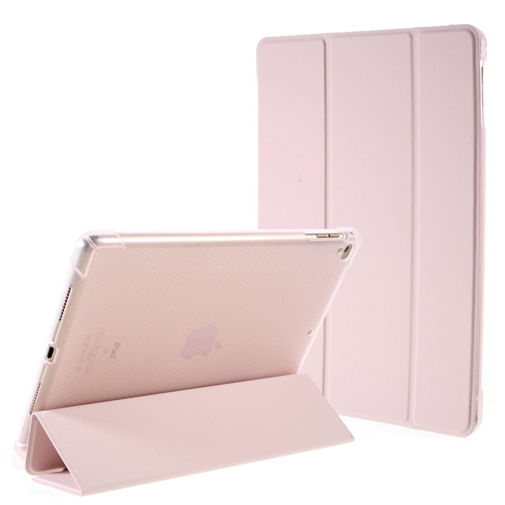 iPad 9.7 (2018-2017) / iPad Air / iPad Air 2 Tri-Fold Leather Case w. Apple Pencil Holder - Pink