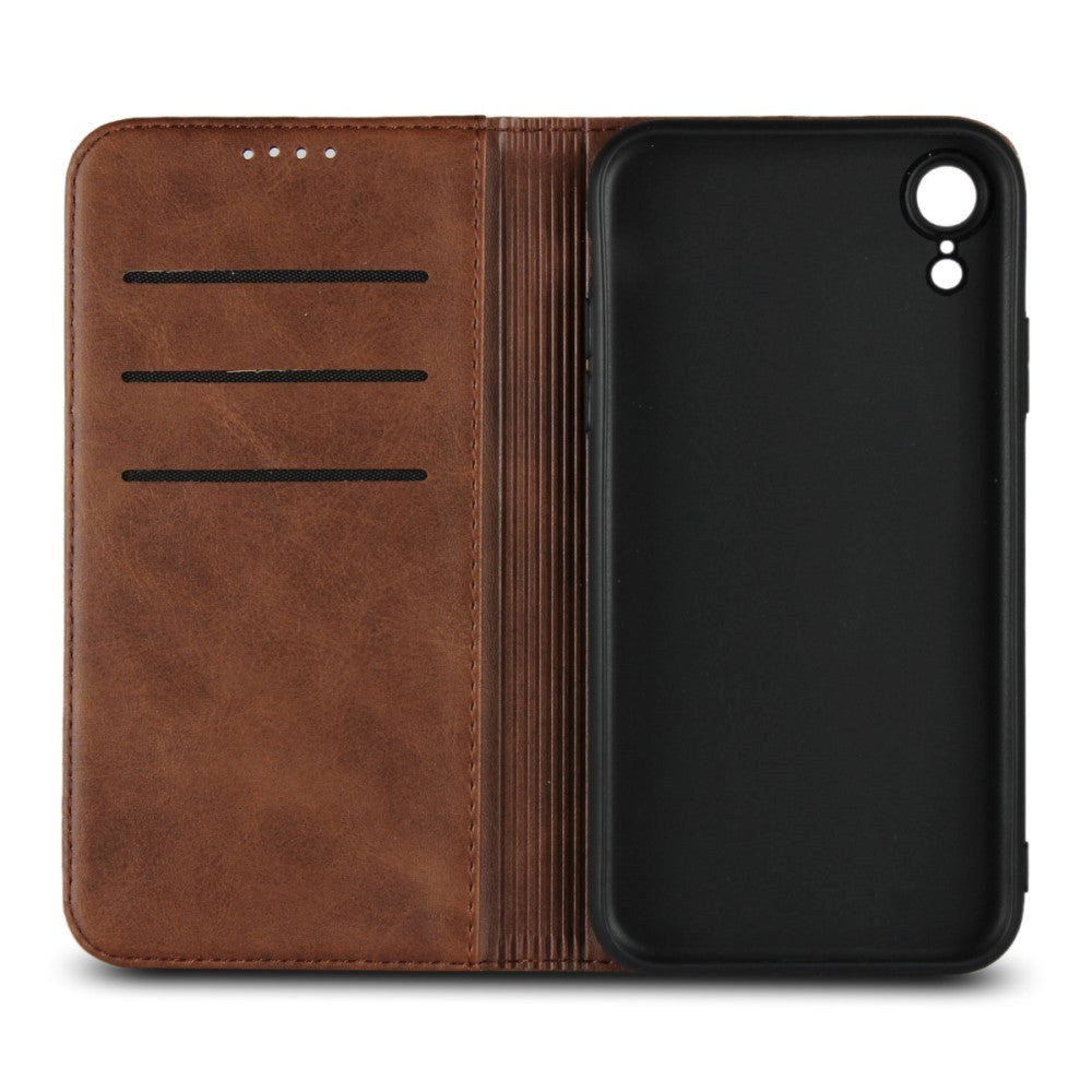 iPhone XR Smart Leather Wallet Case - Dark brown