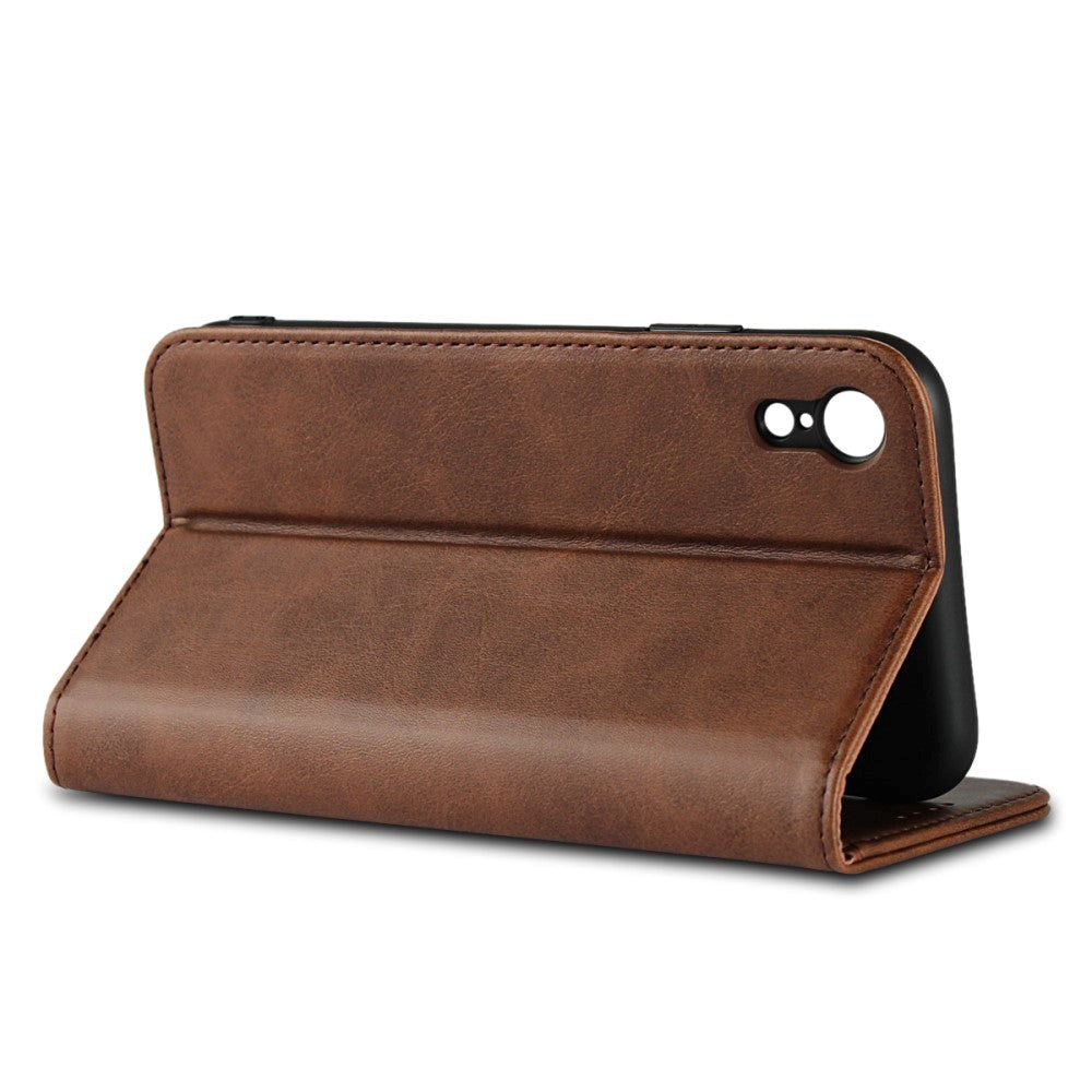 iPhone XR Smart Leather Wallet Case - Dark brown