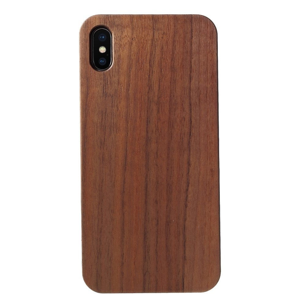 Apple iPhone Xs Max Premium Plastic Case w. Real wood - Dark brown