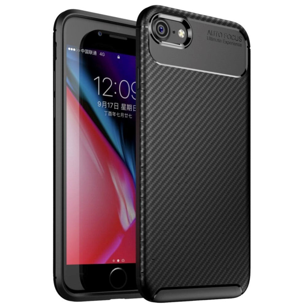 iPhone SE (2022 / 2020) / 8 / 7 Carbon Fibre Flexible Back Case - Black