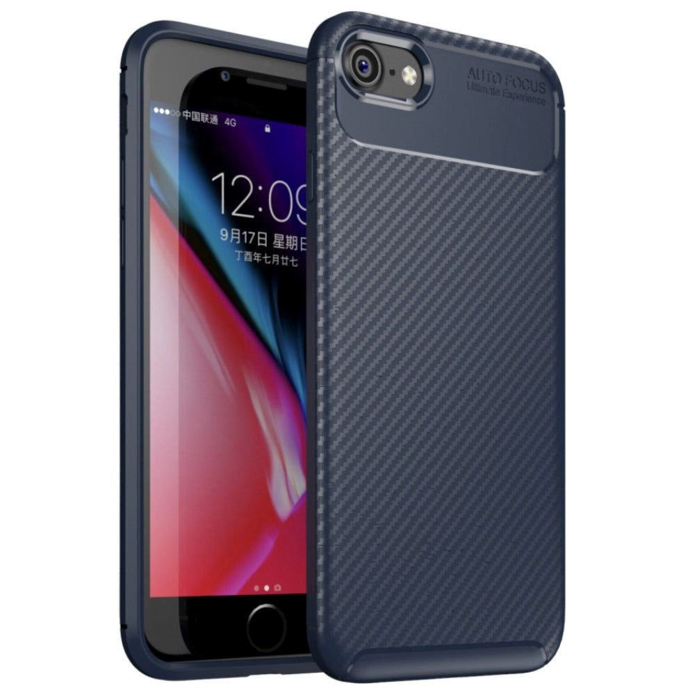 iPhone SE (2022/2020) / 8/7 Carbon Fiber Flexible Plastic Case - Blue