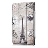 iPad Pro 11" (2018) Leather Case w. Tri-Fold Stand "Eiffel Tower" White / Black