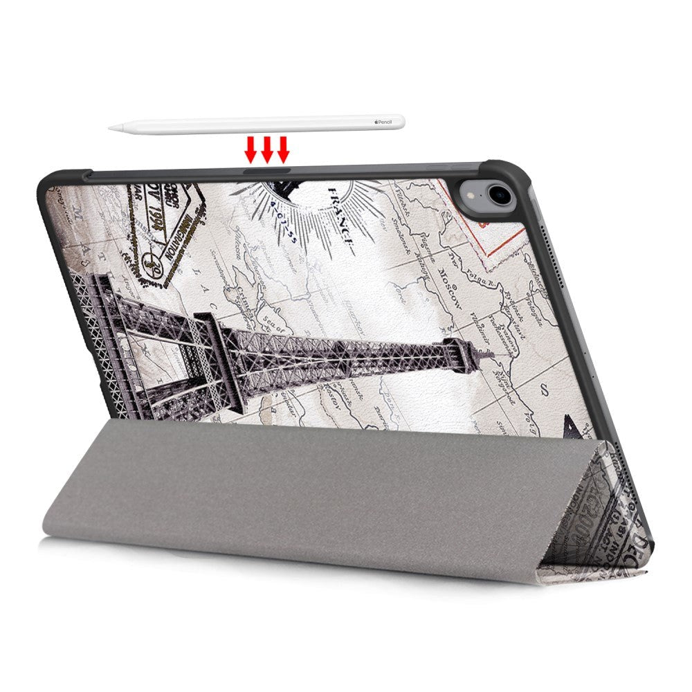 iPad Pro 11" (2018) Leather Case w. Tri-Fold Stand "Eiffel Tower" White / Black