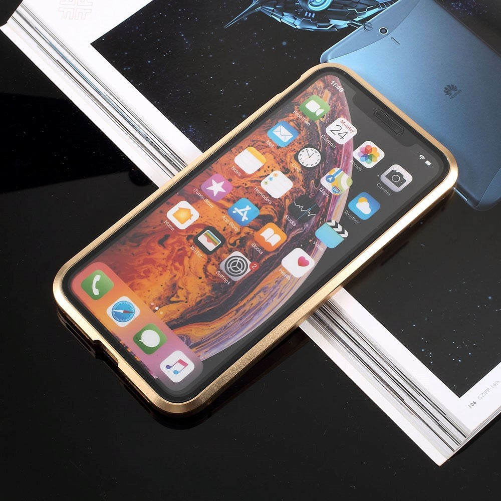 iPhone X / XS 360° Magnetic Case w. Glass front & back - Gold