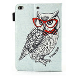 iPad Mini 4 / iPad Mini (2019) Case w. Card Holder and Stand - Clewer Owl