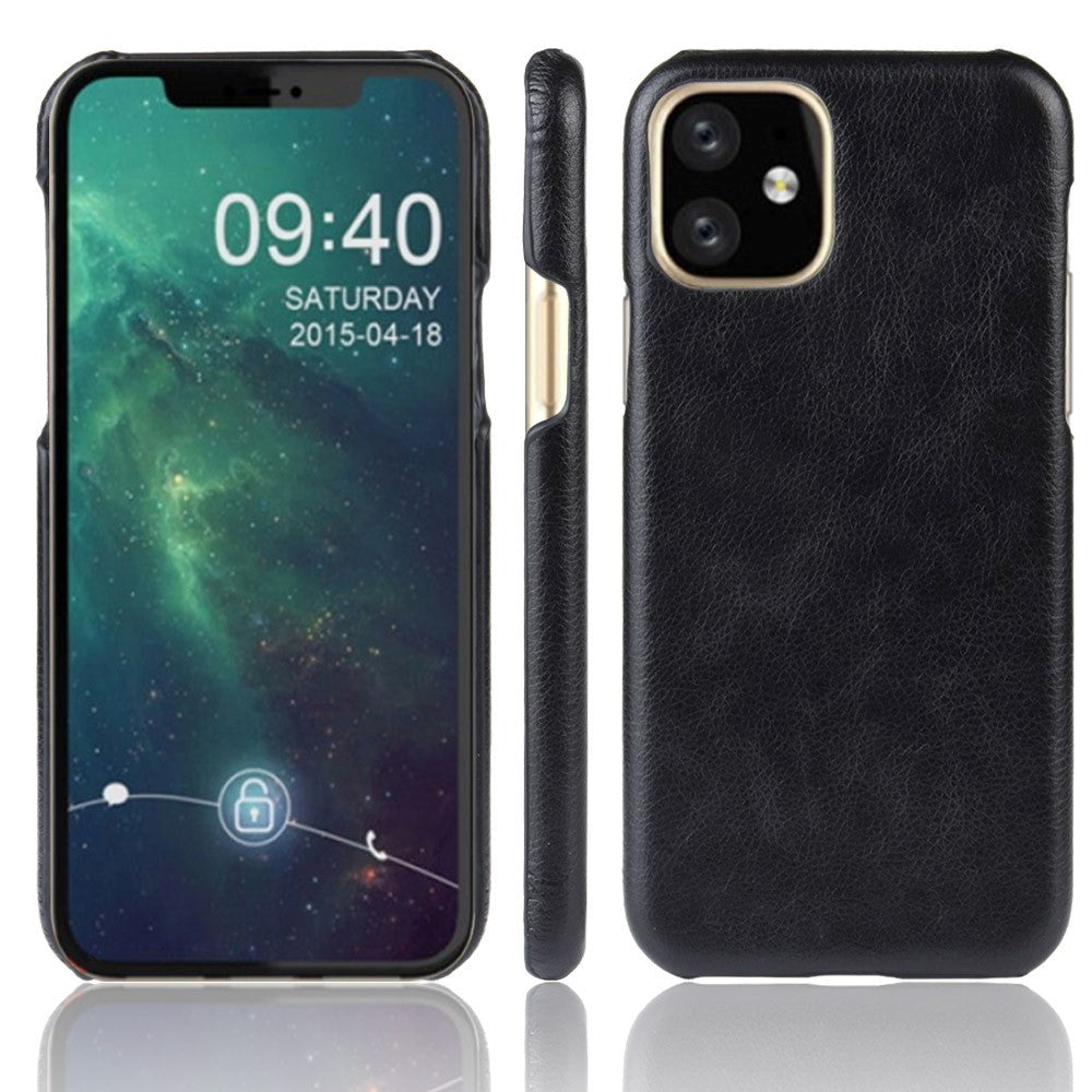 iPhone 11 Leather Case Litchi Skin Plastic Case Black