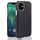 iPhone 11 Leather Case Plastic Crocodile Texture Black