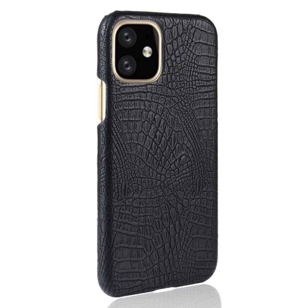 iPhone 11 Leather Case Plastic Crocodile Texture Black