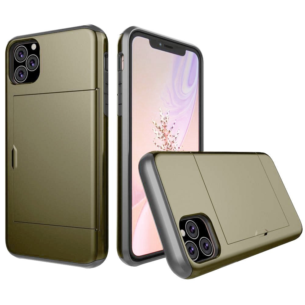 iPhone 11 Hybrid Tough Case w. Card Holder Dark Green