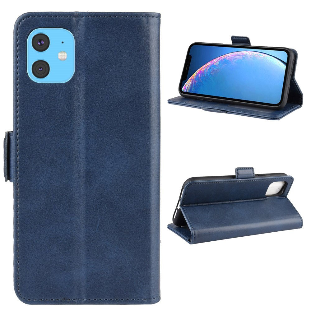 iPhone 11 Leather Stand Wallet Case Dark Blue