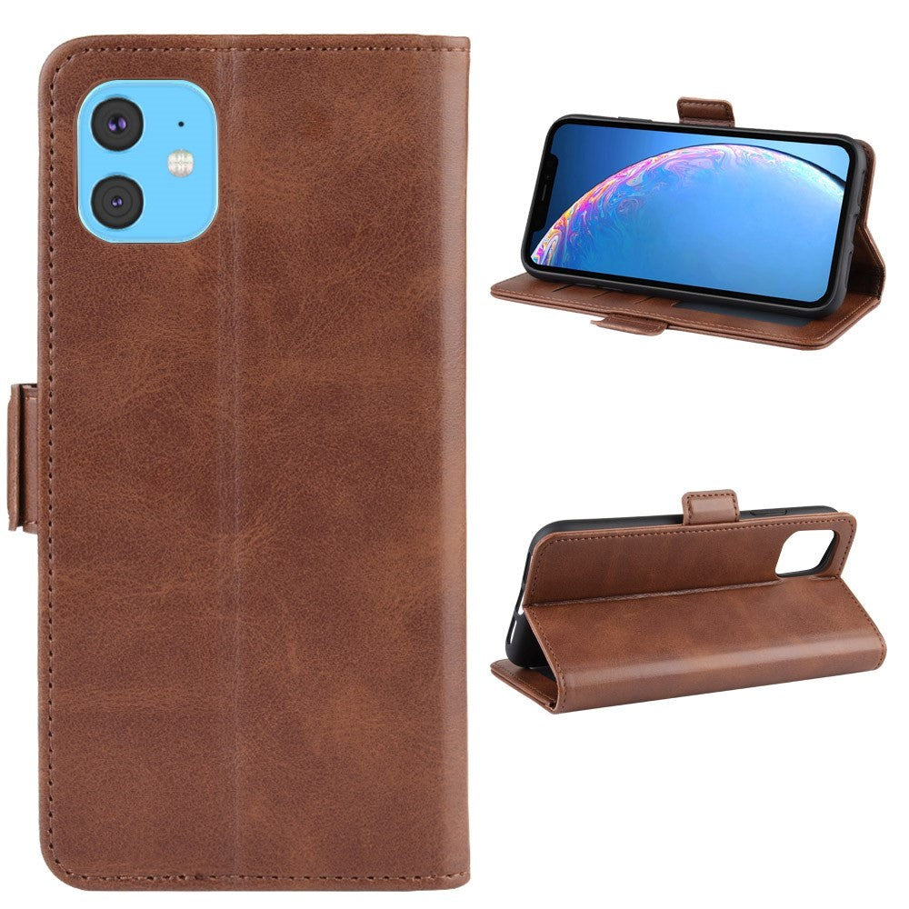 iPhone 11 Leather Stand Wallet Case Brown