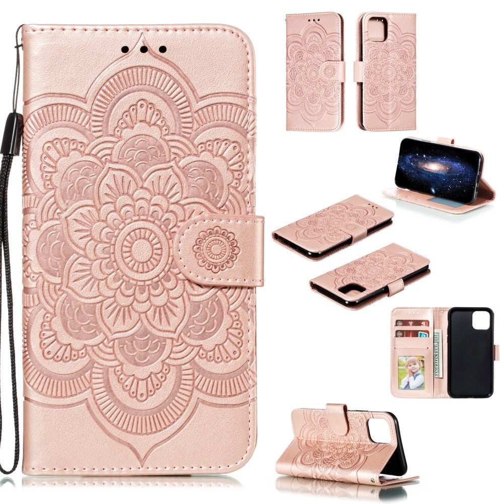 iPhone 11 Pro Leather Wallet Case - Mandala Pattern Pink