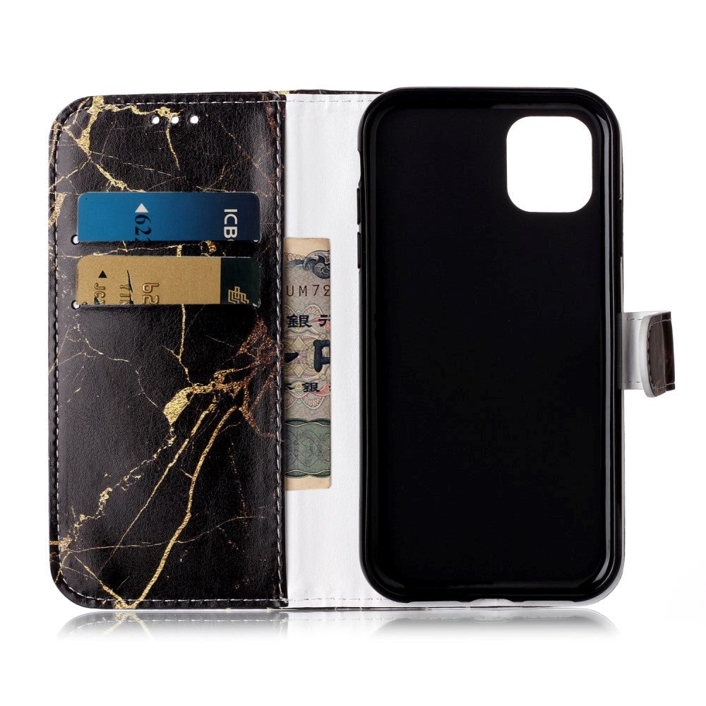 iPhone 11 Leather Wallet Case w. Print - Black