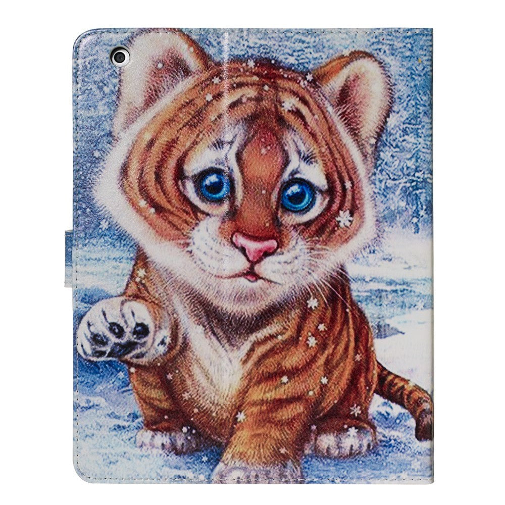 iPad 2/3/4 Leather Flip Case w. Stand - Tiger tongue