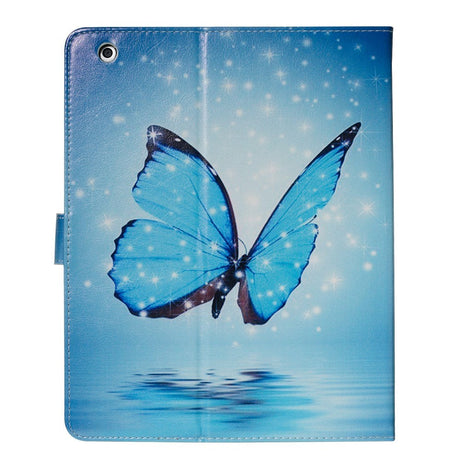 iPad 2/3/4 Leather Flip Case w. Stand - Blue Butterfly