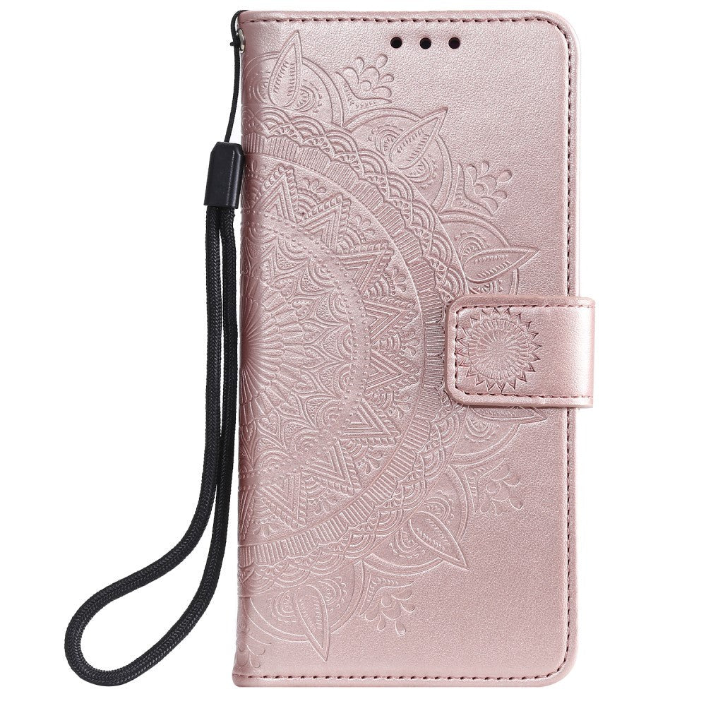 iPhone 11 Leather Wallet Case - Mandala Pattern Rose Gold