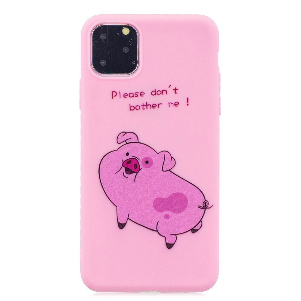 iPhone 11 Flexible Plastic Case w. Cute Pig - Pink