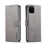 iPhone 11 Pro Max Faux Leather Flip Case with Cardholder & Stand Function - Grey