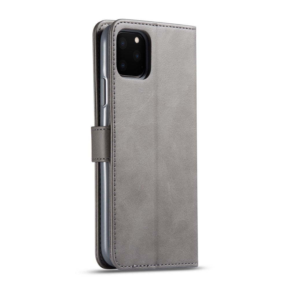 iPhone 11 Pro Max Faux Leather Flip Case with Cardholder & Stand Function - Grey