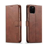 iPhone 11 Pro Max Faux Leather Flip Case with Cardholder & Stand Function - Dark Brown