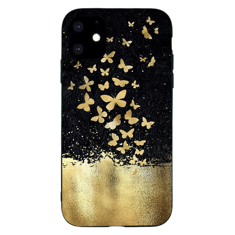 iPhone 11 Flexible Plastic Case - Gold Butterflies