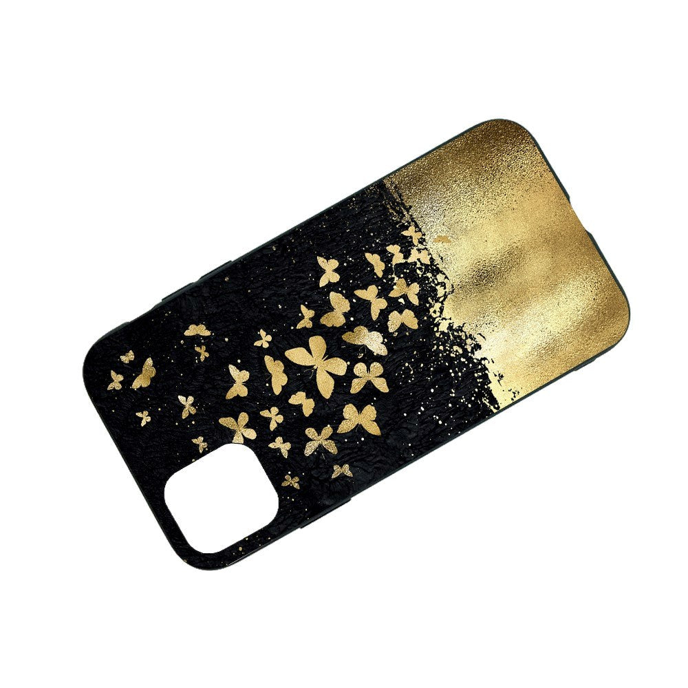 iPhone 11 Flexible Plastic Case - Gold Butterflies