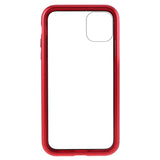 iPhone 11 Pro Max Magnetic Metal Case Silver w. Back Glass - Red