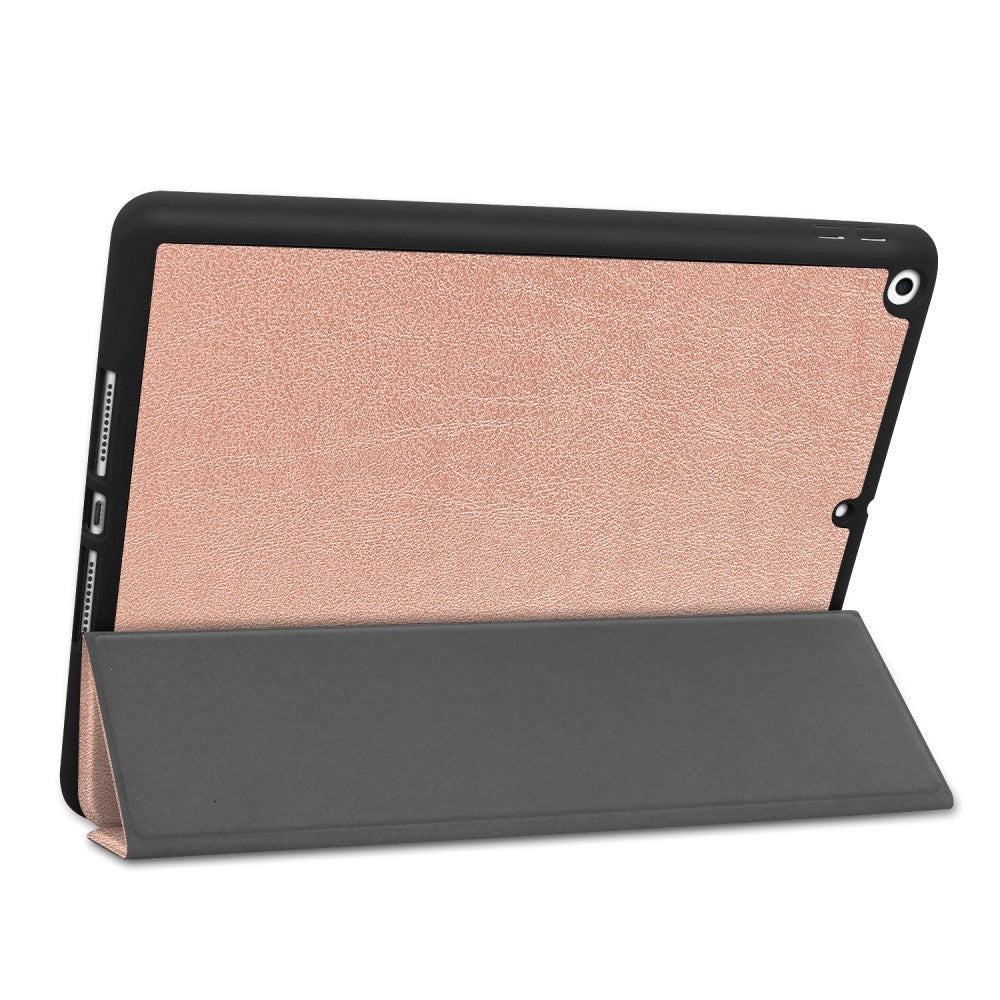 iPad 10.2" (2021 / 2020 / 2019) Leather Case w. Holder For Apple Pencil - Rose Gold