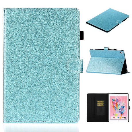 iPad 10.2" (2021 / 2020 / 2019) Glitter Case w. Flip Stand & Card Holder - Glitter Blue