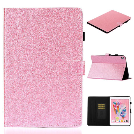 iPad 10.2" (2021 / 2020 / 2019) Glitter Case w. Flip Stand & Card Holder - Glitter Pink