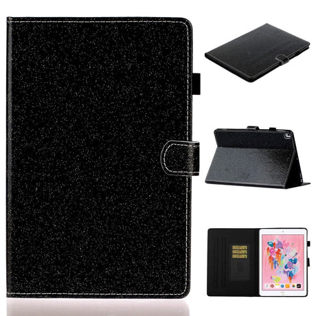 iPad 10.2" (2021 / 2020 / 2019) Glitter Case w. Flip Stand & Card Holder - Glitter Black