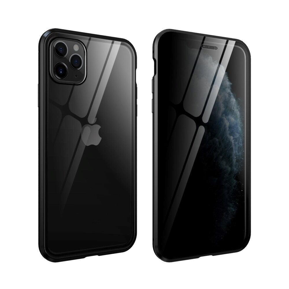 iPhone 11 Pro 360° Magnetic Case w. Glass Back and Front with Privacy Function - Black