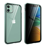 iPhone 11 360° Magnetic Case w. Glass Back and Front with Privacy Function - Green