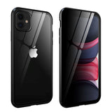 iPhone 11 360° Magnetic Case w. Glass Back and Front with Privacy Function - Black