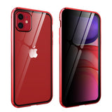 iPhone 11 360° Magnetic Case w. Glass Back and Front with Privacy Function - Red