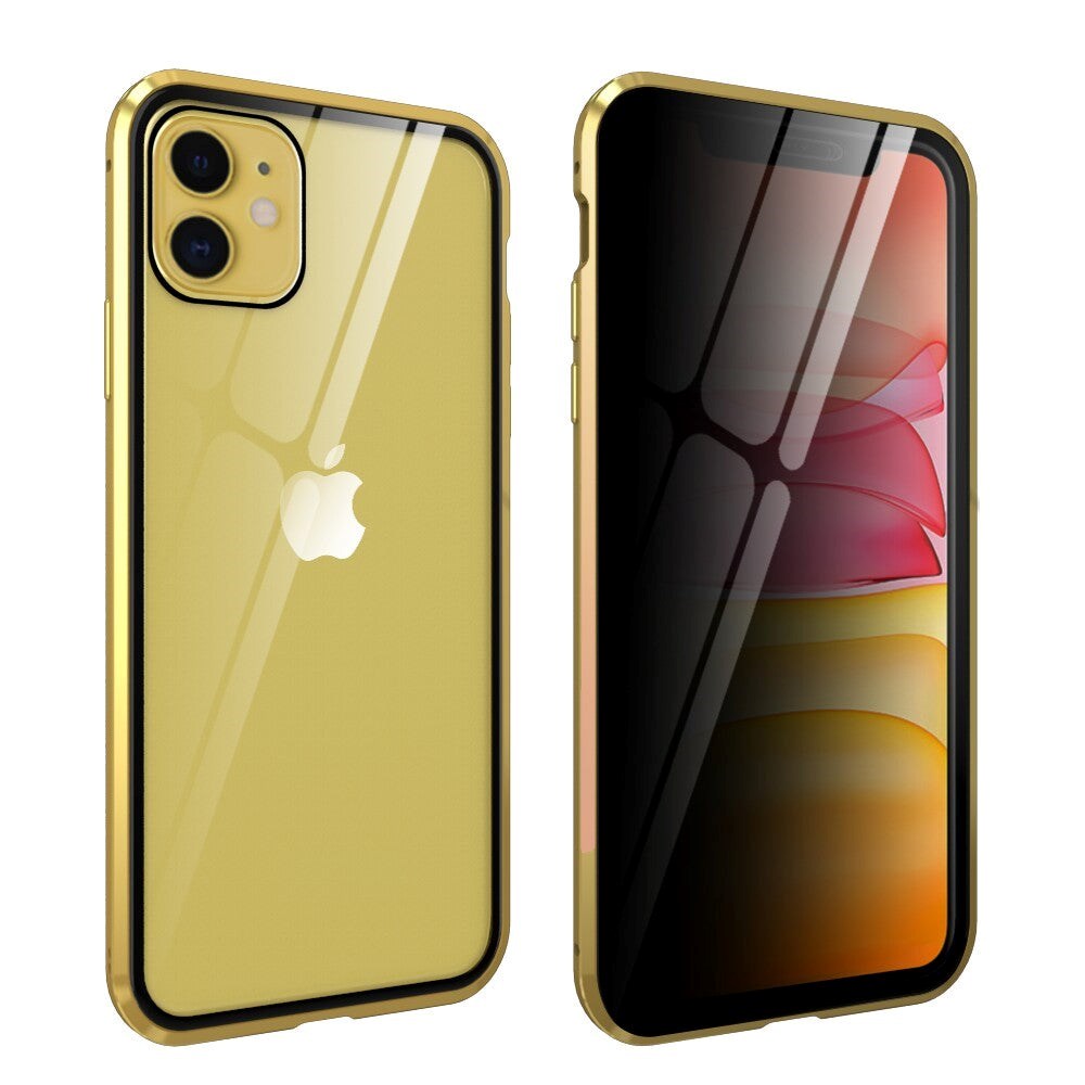 iPhone 11 360° Magnetic Case w. Glass Back and Front with Privacy Function - Gold