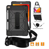 iPad 10.2" (2021 / 2020 / 2019) Tough Case w. Hand Holder & Shoulder Strap - Black