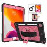 iPad 10.2" (2021 / 2020 / 2019) Tough Case w. Hand Holder & Shoulder Strap - Black / Pink