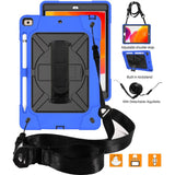 iPad 10.2" (2021 / 2020 / 2019) Tough Case w. Hand Holder & Shoulder Strap - Blue / Black